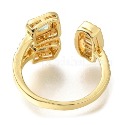 Rack Plating Brass Micro Pave Cubic Zirconia Open Cuff Rings for Women&nbsp;RJEW-M022-04G-01