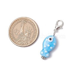 手作りの磁器製魚ペンダント装飾12個  亜鉛合金カニカン付き  ミックスカラー  37.5mm&nbsp;HJEW-JM03263