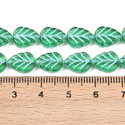 チェコ産プレスガラスビーズ  葉  ミディアムシーグリーン  10x8x3.5mm  穴：0.8mm  約150個/袋&nbsp;GLAA-I061-41B