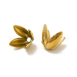 304ステンレススチールビーズキャップ  4--花びら  花  ゴールドカラー  14.5x15x7.5mm  穴：1.6mm&nbsp;STAS-P319-32G-01