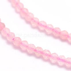 天然マダガスカル ローズクォーツビーズ連売り  多面カット  ラウンド  3mm  穴：0.5mm  約180~189個/連  15.7インチ（40cm）&nbsp;G-F509-28-3mm