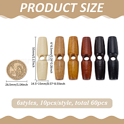 60Pcs 6 Styles Natural Wood Buttons&nbsp;FIND-FG0004-64