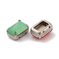 縫い付けラインストーン  k9ガラスラインストーン  プラチナトーンの真鍮製プロングセッティング  衣料品アクセサリー  多面カット  長方形  ミックスカラー  14x10x7mm  穴：1.2mm&nbsp;RGLA-Q013-03C-01