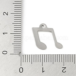 変色しない201ステンレススチールチャーム  音符チャーム  ステンレス鋼色  13x11x1mm  穴：1.2mm&nbsp;STAS-C108-53P