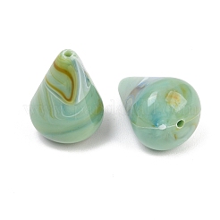 ツートンカラーの不透明アクリル製天然石風ビーズ  ティアドロップ  ミディアムアクアマリン  31.5x21.5mm  穴：2mm  約74個/500g&nbsp;OACR-T033-11B