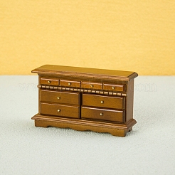 ドールハウス ミニチュア家具 木製キャビネット テレビ台 5段引き出し  マイクロランドスケープドールハウスアクセサリー  小道具の装飾のふりをする  キャメル  132x38x76mm&nbsp;PW-WG57C6F-01