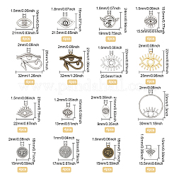 64個16スタイルのチベットスタイルの亜鉛合金ペンダントとペンダントラインストーンセッティング  混合図形  ミックスカラー  ペンダント：15~33x9~30x1.5~4mm  穴: 1~5mm;ラインストーンのセッティング: 15~19.5x13~15.5x2mm  穴：1.2~1.5mm  4個/スタイル&nbsp;FIND-CA0006-89