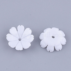 不透明樹脂ビーズキャップ  マルチ花弁  花  ホワイト  10x10x3mm  穴：1.2mm&nbsp;X-RESI-T040-032
