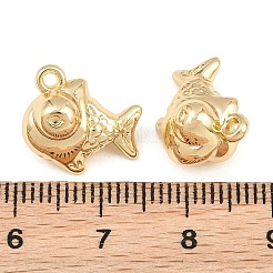 合金チャーム  魚のチャーム  ラックめっき  カドミウムフリー＆鉛フリー  ゴールドカラー  13.5x14x9.5mm  穴：1.4mm&nbsp;AL-CBA83D5-22G