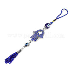 Metal Enamel Hamsa Hand/Hand of Miriam with Evil Eye Pendant Decorations&nbsp;PW-WG85E36-01
