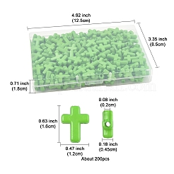 200個の不透明なアクリルビーズ  クロス  緑黄  16x12x4.5mm&nbsp;SACR-FS0001-39C