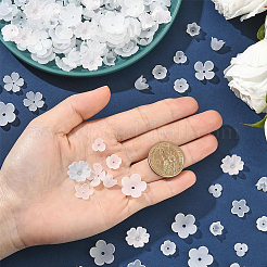 10種類のアクリルビーズキャップ600個  花  ホワイト  8~17x6~18x2.5~10.5mm  穴：1.2~2mm  60個/スタイル&nbsp;OACR-SC0002-37
