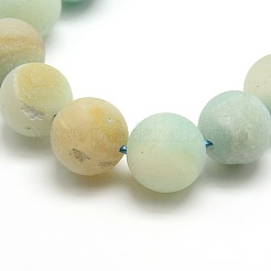 つや消し天然フラワーアマゾナイトラウンドビーズ連売り  12mm  穴：1mm  約30~32個/連  14.9~15.6インチ&nbsp;G-M064-12mm-07