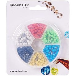 304ステンレススチールボールヘッドピン  アクリルと  ミックスカラー  15x4mm&nbsp;FIND-PH0008-01