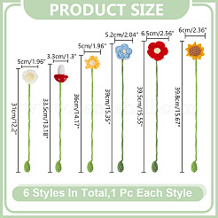 6Pcs 6 Styles Flower & Mushroom & Leaf Handmade Woven Woolen Yarn Bookmarks&nbsp;HJEW-HY0001-19
