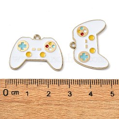 メッキ合金エナメルチャームラック  ニッケルフリー  ゲーム機のリモコンチャーム  ゴールドカラー  ホワイト  18x26x1.5mm  穴：1.4mm&nbsp;LS-PALLOY-F308-11G-03