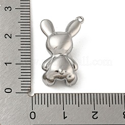 変色しない304ステンレススチールペンダント  ウサギのチャーム  ステンレス鋼色  23x14x8.8mm  穴：1mm&nbsp;LS-STAS-L022-233P