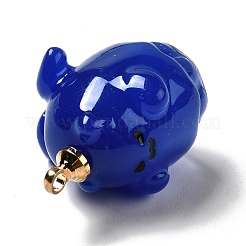 ハロウィーンのテーマの不透明樹脂ペンダント  ライトゴールドトーン合金のパーツと  小さな怪物  ブルー  21x13.5x14mm  穴：1.5mm&nbsp;CRES-B005-05A