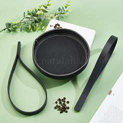 リベット付きPUレザーバッグストラップと編み物バッグ用のPUレザー底  ブラック  6x1.88x0.35cm&nbsp;FIND-PH0004-75