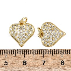 真鍮製マイクロパヴェキュービックジルコニアペンダント  ハートチャーム  丸カン付き  16KGP本金メッキ  15x14x3mm  穴：3.2mm&nbsp;ZIRC-I367-11G-12