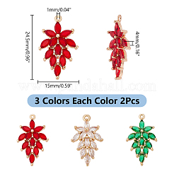 6Pcs 3 Colors Glass Pendants&nbsp;GLAA-AR0001-83