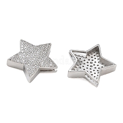 Rack Plating Brass Micro Pave Cubic Zirconia Slide Charms&nbsp;CU-CBA01AA-26P