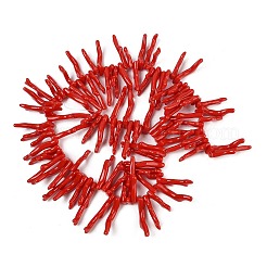 不透明アクリル模造サンゴビーズ連売り  ナゲット  レッド  27~47x12~18x5~6mm  穴：1.5mm  約100個/連  22.24''~22.44''（56.5~57センチメートル）&nbsp;X-SACR-P033-01A-06