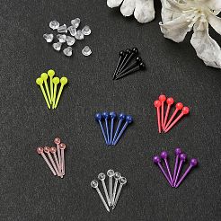 7色のプラスチック製小さなボールスタッドピアス  女性用ポストイヤリング  150個のプラスチック製イヤーナット付き  ミックスカラー  4~14x2.5~4mm&nbsp;EJEW-YW0001-10