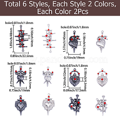 24Pcs 12 Styles Alloy Rhinestone Connector Charms&nbsp;FIND-SC0022-21B