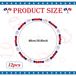 6Pcs Baseball Theme Acrylic Round Beaded Stretch Necklaces&nbsp;NJEW-PH01623