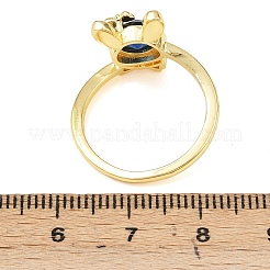 Bunny & Bowknot Brass Micro Pave Cubic Zirconia Cuff Rings for Women&nbsp;RJEW-A088-10G-03