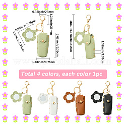 4色のレザーリップスティック収納バッグ4個  鉄のキーホルダーリングと合金の留め金付き  花  ミックスカラー  162mm  1pc /カラー&nbsp;KEYC-SC0001-71