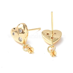 Brass Clear Cubic Zirconia Stud Earring Findings&nbsp;KK-B063-03G