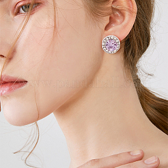 5ペア5スタイルキュービックジルコニアダイヤモンドスタッドピアス  女性用プラチナ合金イヤリング  ミックスカラー  8~10mm  1ペア/スタイル&nbsp;EJEW-AN0004-30