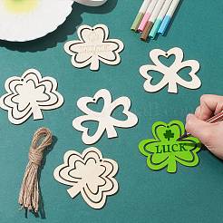3 Sets 3 Styles Saint Patrick's Day Theme Wood Big Pendant Decorations&nbsp;HJEW-CJ0001-05