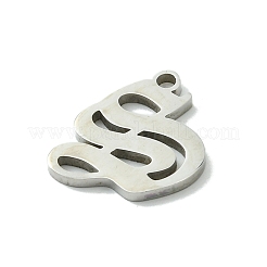 変色しない201ステンレススチールペンダント  ステンレス鋼色  古い頭文字のチャーム  文字S  18.5x171.6mm  穴：1.8mm&nbsp;STAS-B055-01P-S