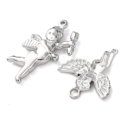 304ステンレススチールペンダント5個  天使のチャーム  ステンレス鋼色  19~29x13~20x2~4mm  穴：1~3mm&nbsp;STAS-P432-08P