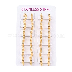 イオンプレーティング（IP）研磨304ステンレススチールスパイクリベットフープピアス女性用  ゴールドカラー  18x4mm&nbsp;EJEW-M001-05G