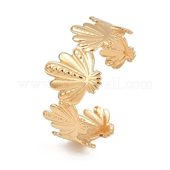 女性用304ステンレススチールカフバングル  ゴールド  シェル形状  1-1/8インチ（2.95cm）  内径：2-1/4インチ（5.7cm）&nbsp;BJEW-D363-03B-G