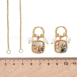 Abalone Shell Pendant Necklace & Hoop Earrings with Shell Pearl & Natural Freshwater Pearls&nbsp;SJEW-JS01379-02