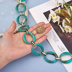 手作りの天然石風スタイルのリンク チェーン  アクリル＆ccbプラスチックリンキングリング  オーバル  ライトシーグリーン  39x34x7mm  19x12x4.5mm  約6.56フィート（2m）/連&nbsp;AJEW-J034-01B