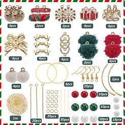 クリスマステーマのDIYファイバー＆合金エナメルペンダントイヤリング製作キット  ゴールドカラー  17~17.5x14.5mm  穴：1.5mm&nbsp;DIY-SC0028-32