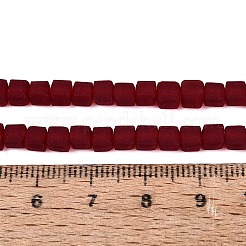 透明なすりガラスビーズ連売り  キューブ  多面カット  暗赤色  4~4.5x4~4.5x4~4.5mm  穴：1~1.2mm  約97~98個/連  16.14~16.54インチ（41~42cm）&nbsp;GLAA-N072-01A-A16