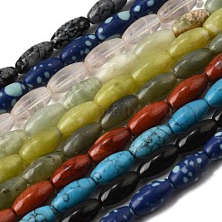 天然＆合成混合宝石ビーズ連売り  オーバル  染めと未染色の混合  12~12.5x6mm  穴：0.6mm  約33~34個/連  15.55''~15.94''（39.5~40.5センチメートル）&nbsp;G-K362-I-06