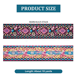 10 Yards Ethnic Style Polyester Jacquard Flower Ribbons&nbsp;SRIB-WH0011-195