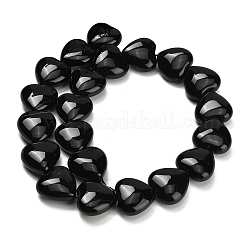ナチュラルブラックオニキスビーズ連売り  ハート  染め＆加熱  18.5~20x20x8.5~10mm  穴：1~1.4mm  約20~21個/連  14.37''~15.63