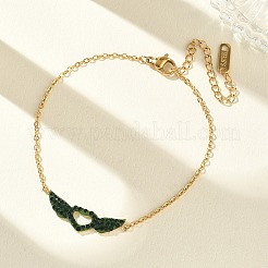 Valentine's Day 304 Stainless Steel Rhinestone Heart with Angel Wings Link Bracelets&nbsp;SA-CBA5F76-01G