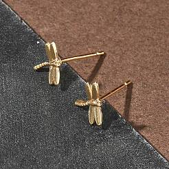 女性のための真鍮のスタッドピアス  トンボ  18KGP本金メッキ  5.5x7.5mm&nbsp;EJEW-F403-06G
