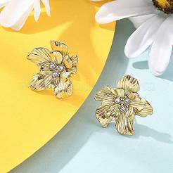 304ステンレススチールスタッドピアス  イオンプレーティング（ip）  花  14KGP本金メッキ  23x24mm&nbsp;EJEW-M072-01G