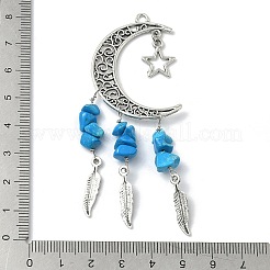 10Pcs 5 Colors Tibetan Style Alloy with Mixed Stone Chip Big Pendants&nbsp;PALLOY-CJ00159